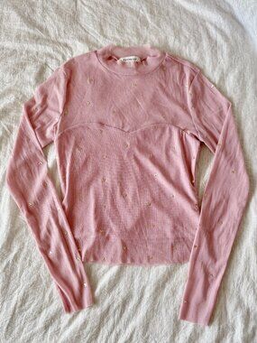 Francescas Dusty Pink Mauve Shimmery Glitter Mesh Top Valentines‎ Day